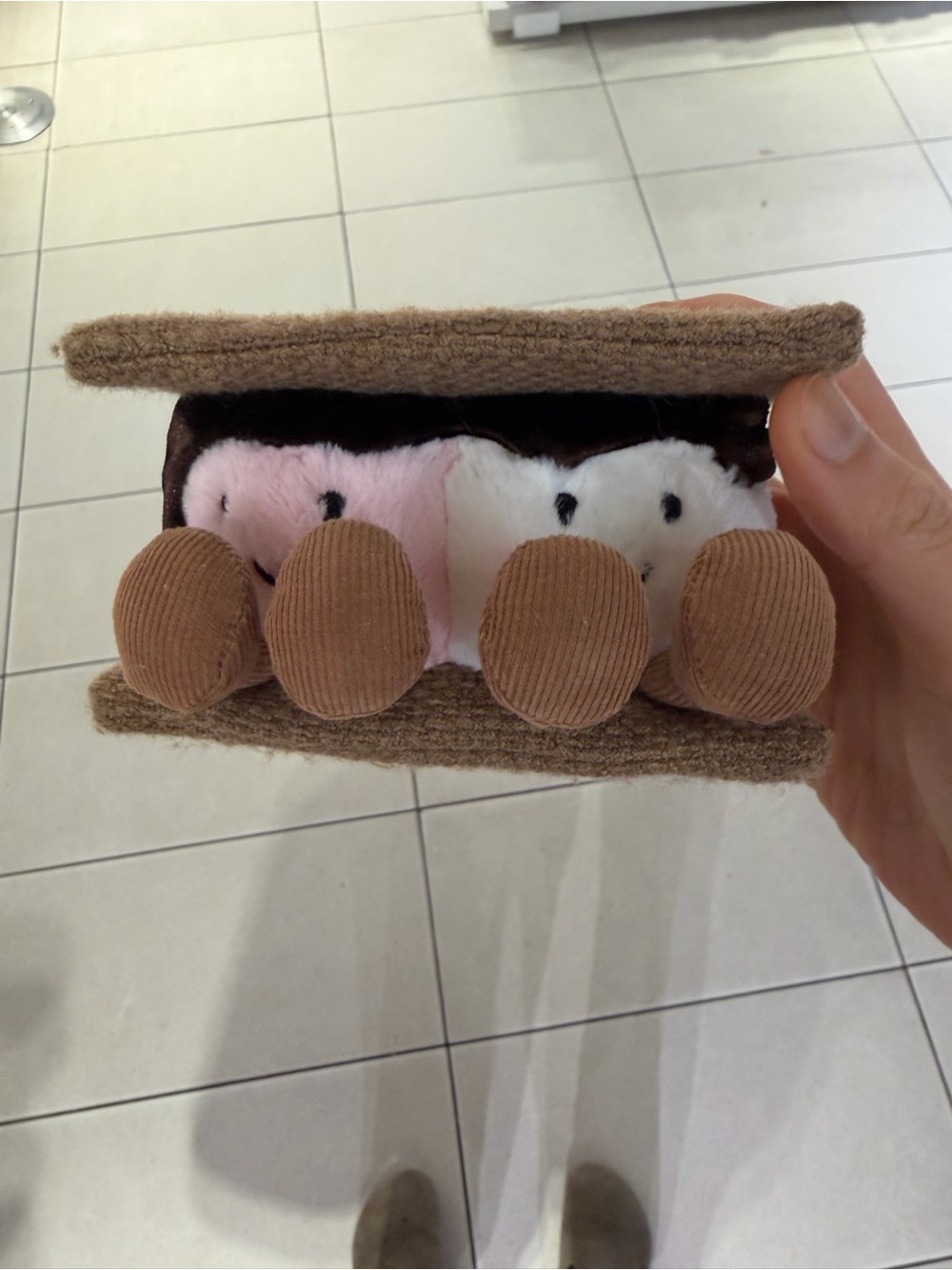 Jellycat Plush Squeaky Sandwich Toy in Brown, Pink & White